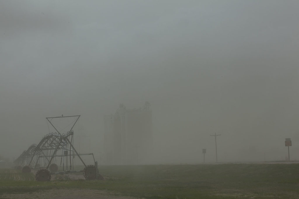 The Kanorado, Kansas, grain elevator during an April dust storm