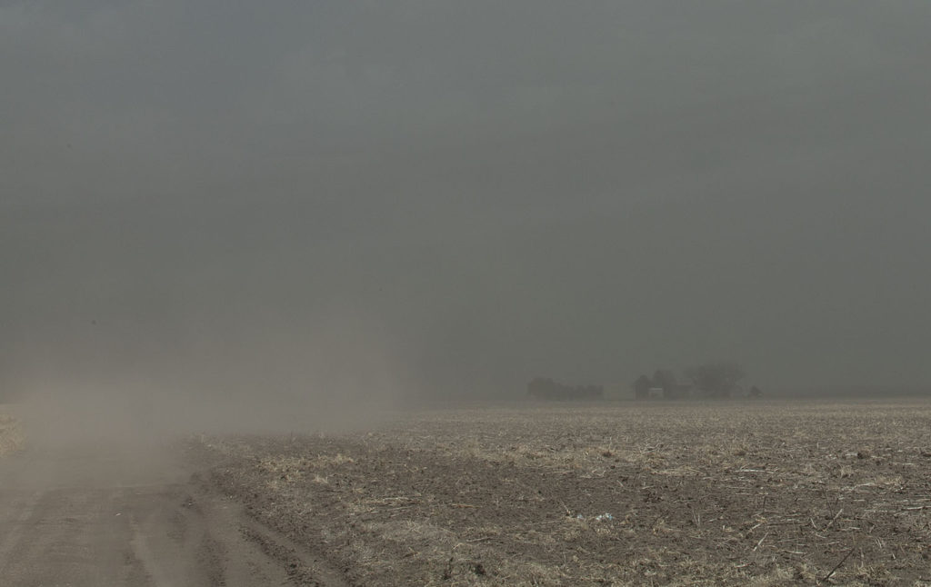 Dust storm in northwestern Kansas, May 2014. (Photo copyright 2017, Chris Madson, all rights reserved) 